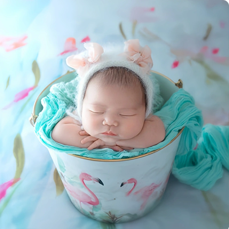 Iron Round Printing Bucket - Newborn Photography Props - Image 4